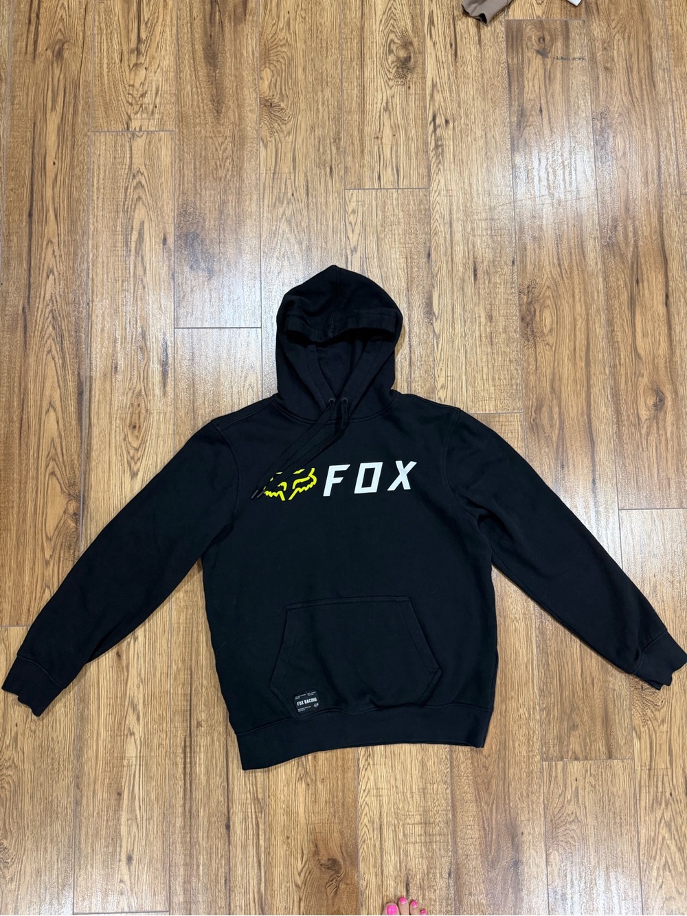 Fox Black Hoodie with Yellow & White Chest Logo Mens Small Motocross Sport